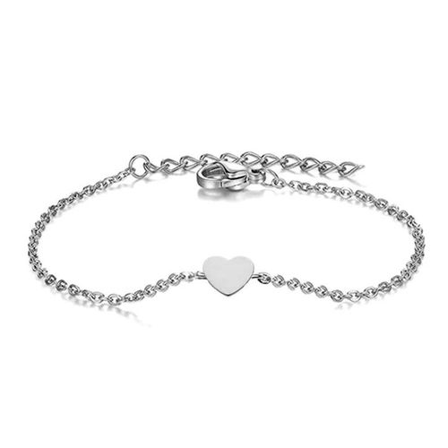 Bracelet Femme Acier Inoxydable 316 Argenté Coeur Minimaliste
