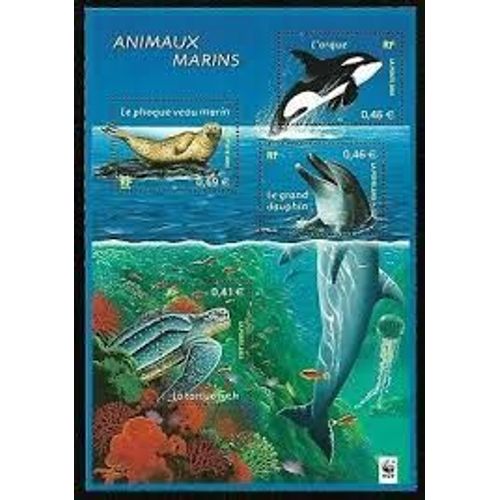 Série Nature De France (17) : Faune Marine Bloc Feuillet 48 Année 2002 N° 3485 3486 3487 3488 Yvert Et Tellier Luxe