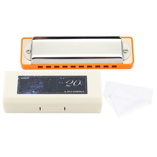 Harmonica Blues Kongsheng Am-20d A Anches En Bronze Phosphoreux, 10 Trous, 20 Tons, Tonalite De Do (Orange)