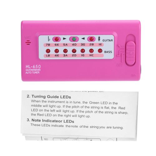 Accordeur Automatique Pour Guitare Et Basse, Accessoire Pour Instrument De Musique, Rose