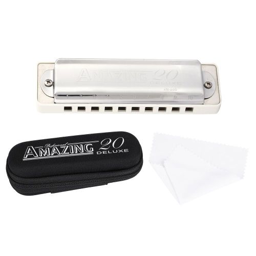 Harmonica Blues Kongsheng Am-20d A Anches En Bronze Phosphoreux, 10 Trous, 20 Tons, Tonalite De Mi (Blanc)