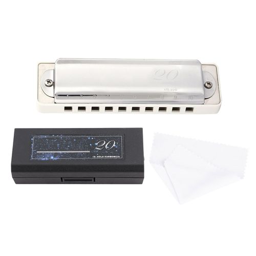 Harmonica Kongsheng Am-20d A Anches En Bronze Phosphoreux, 10 Trous, 20 Tons, Tonalite De Fa (Blanc)