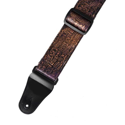 Bandouliere Reglable En Cuir Pu Imprime Pour Guitare Folk Electro-Acoustique (A)