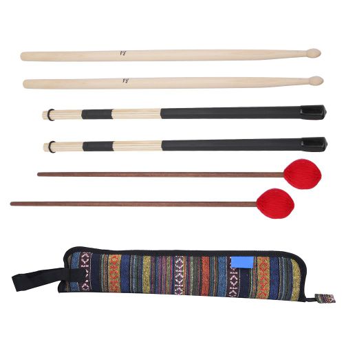 Ensemble De Baguettes De Batterie De Style Ethnique Avec Sac De Rangement (Baguettes De Batterie, Baguettes De Poutre, Baguettes De Marimba, Etc.)