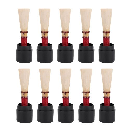 Lot De 10 Anches De Basson En Jonc Naturel De Qualite Superieure Avec Recipient Pour Instrument De Musique