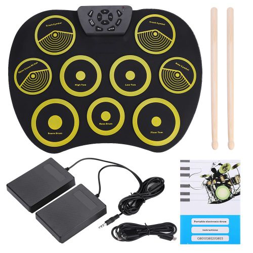 Kit De Batterie Electronique Portable Enroulable En Silicone Avec Pedales, Baguettes Et Cable Usb