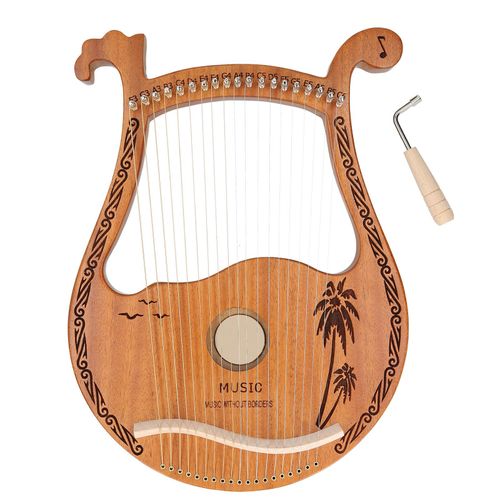 Lyre Harpe 19 Cordes En Acajou, Petit Instrument De Musique Portable Pour Debutants, Couleur Bois