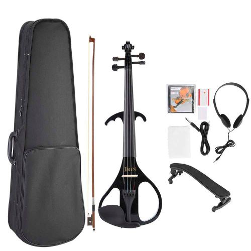Violon Electroacoustique 4/4 En Erable Noir Avec Archet Et Colophane Pour Melomanes Et Debutants