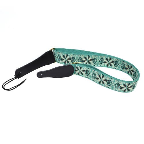 Bandouliere De Guitare Reglable Et Durable Avec Motif A Pois Bleus Et Noirs De Style National