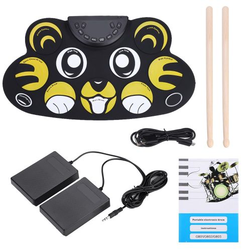 Kit De Batterie Electronique Portable Enroulable Avec Pedales, Baguettes Et Cable Usb