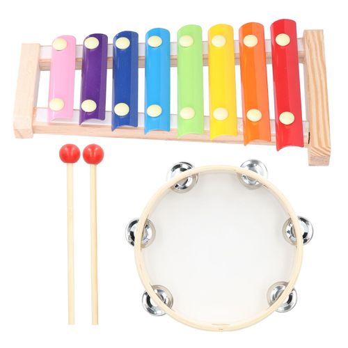 Tambourin A Main A Une Rangee De Sucettes De 8 Pouces, Instrument D'apprentissage Musical A Frapper Sur Xylophone
