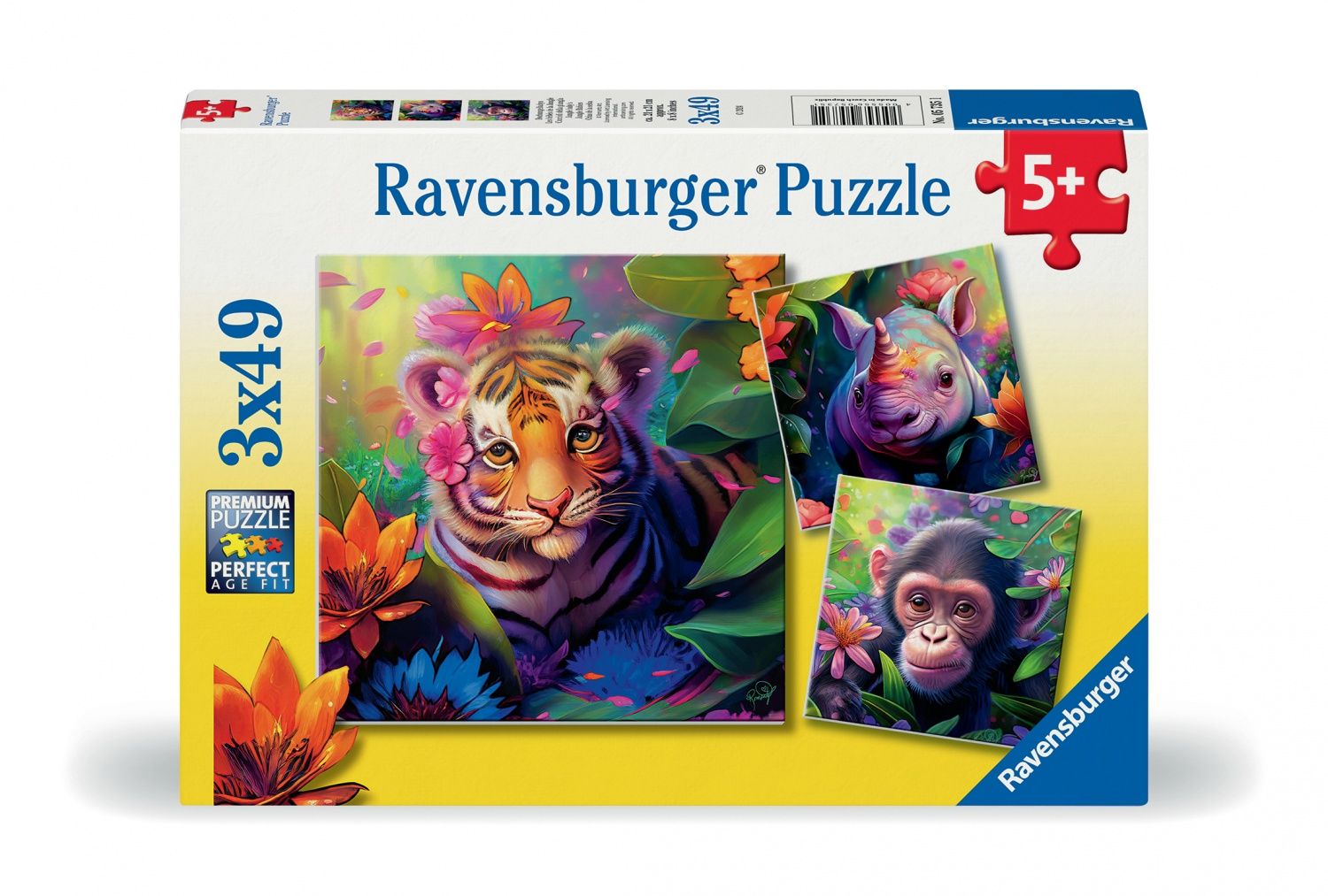 Puzzle Puzzles 3x49 P - Les Bébés De La Jungle