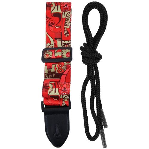 Sangle De Guitare Reglable En Nylon Avec Impression Coloree, Accessoire Pour Instrument De Musique De Style National (Rouge)