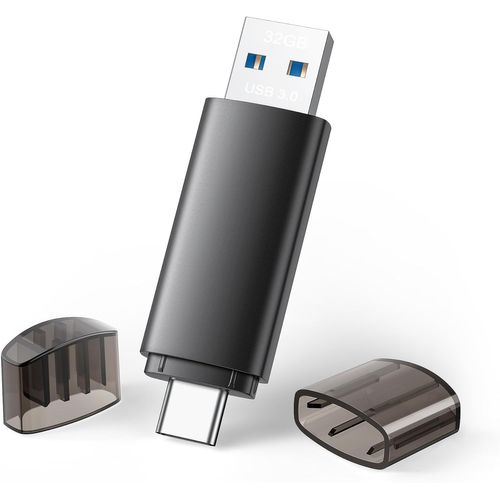 Clé USB C 3.0,Clef USB 32Go 2 en 1 Type C-32 Go Stockage de données Externe pour Huawei Xiaomi Oneplus OTG Android,PC Windows (32GO Noir)