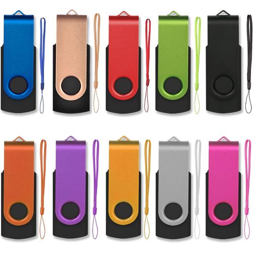 Lot de 10 Clé USB 4 Go,2.0 Flash Drive Stockage Rotation Disque Mémoire Stick pour Ordinateur/Télévision/Autoradio pour Bureau de Travail/Études(10 Couleur Mixte)