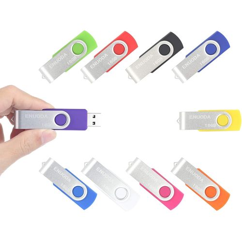 Lot de 10 Clé USB 16 Go USB 2.0 Flash Drive Stockage Rotation Disque Mémoire Stick ,10 couleur