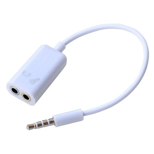 Câble Double Jack 3,5 mm - Splitter Audio Compatible pour Iphone Smartphone iPad Ordinateur PC Casque - Permet de brancher un casque avec micro sur la prise jack - Blanc - Straße Tech ®