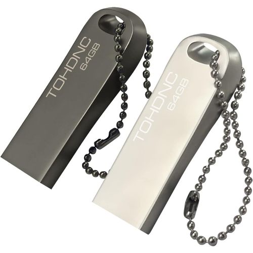 Lot de 2 Clé USB 64 Go,USB 2.0 Flash Drive Stockage Portable Métal Mémoire Stick Imperméable Pen Drive USB Key 64 Go pour Ordinateur,Tablette,Télévision Intelligente,Voiture etc. (Silver&Gris)