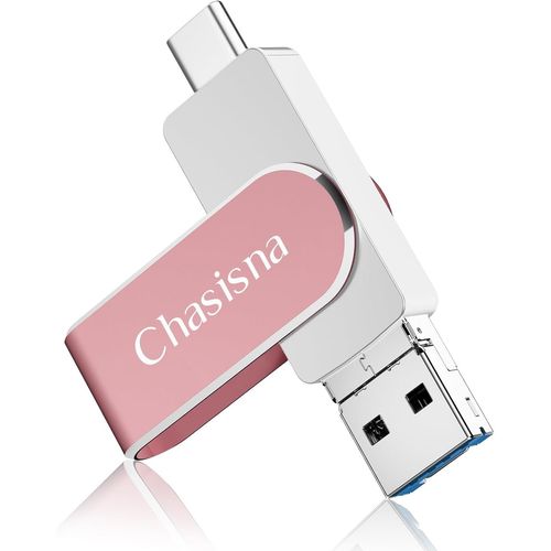 Clé USB 128 Go pour iphone Compatible OTG Android/i-Pad/Mac/PC,Cle USB pour iphone Stockage Externe Sauvegardez Vos Photos et Vidéos sans Applications(Rose)