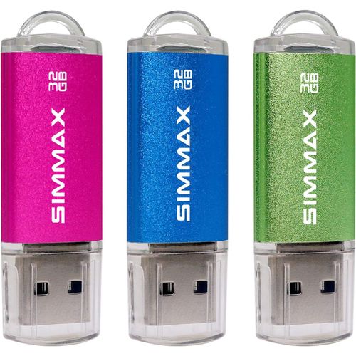 Clé USB 32 Go Lot de 3 Mémoire Stick USB 2.0 Flash Drive Stockage Disque (32Go Rose Bleu Vert)