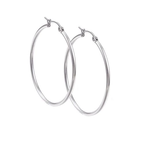 Boucles D'Oreilles Femme Créoles Acier Inoxydable Argenté 4,5 Cm