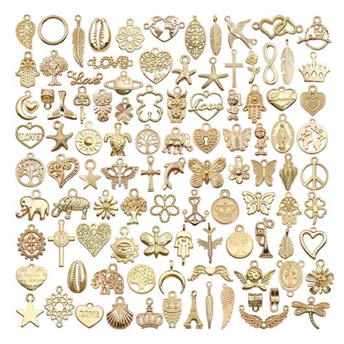 Lot De 100 Pendentifs En Alliage Dore Pour Colliers, Accessoires De Fabrication De Bijoux
