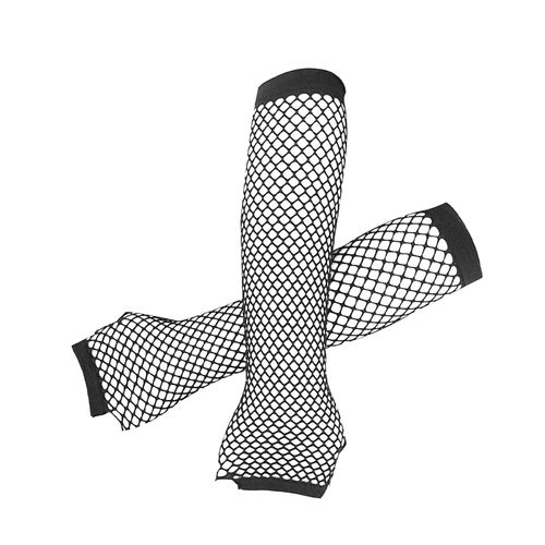 1 Paire De Gants En Resille Sans Doigts, Elastiques Et Confortables, Pour Femmes, Pour Fetes, Noir