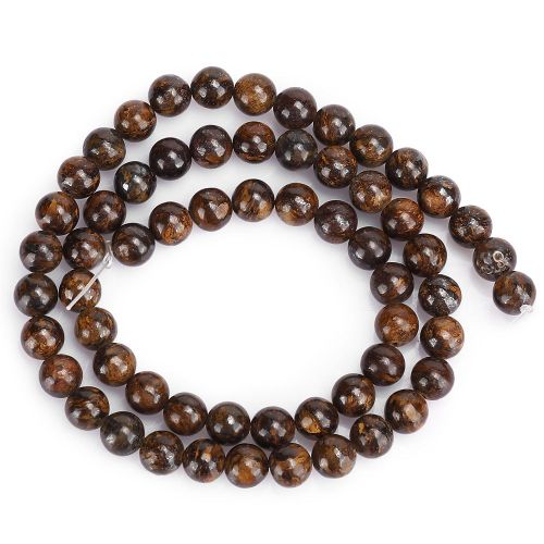 Perles Rondes En Pierre De Bronze Naturel, Outil De Fabrication De Bijoux Et De Bracelets, Accessoire De 6 Mm, 62 Pieces