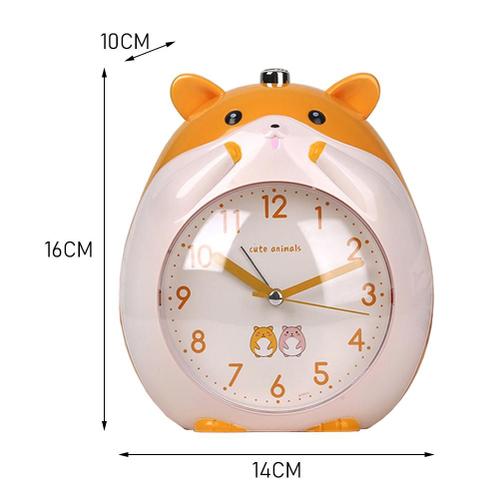 Réveil pour enfants, fonction Snooze, horloge Hamster de dessin animé avec veilleuse, réveil d'apprentissage pour garçons et filles