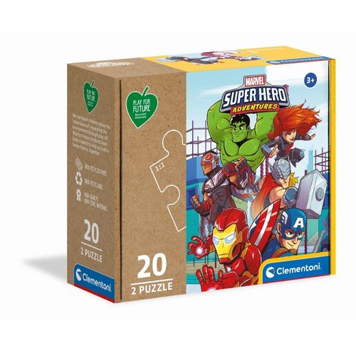 Puzzle Enfant 2x20 Pièces Play For Future - Marvel Superhero