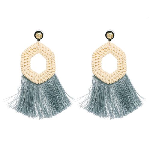 Boucles D'oreilles A Pampilles Vintage En Alliage, Uniques Et Exagerees, Accessoires De Decoration (Gris)