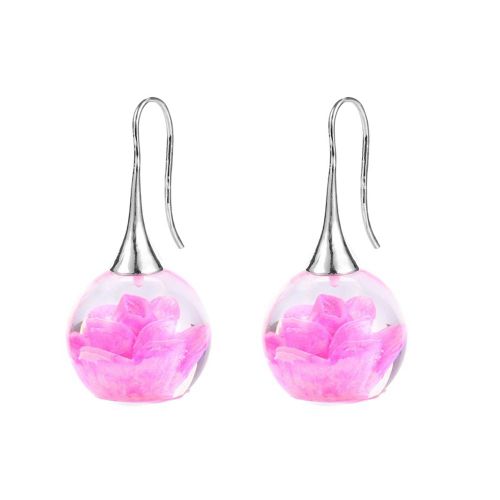 Boucles D'oreilles Delicates En Alliage Pour Femmes, Pendentif Decoratif En Forme De Fleur Lumineuse, Bijoux Roses