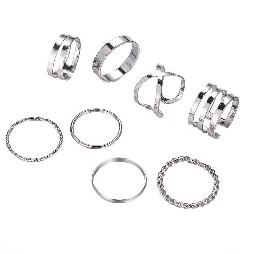 Lot De 8 Bagues En Alliage Pour Femme, Bijoux Delicats, Decoration, Cadeau (Argent)