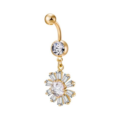 Piercing De Nombril En Alliage D'acier Inoxydable Antiallergique, Decoration En Zircon, Bijoux Pour Femmes (Blanc)