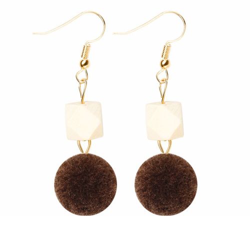 1 Paire De Boucles D'oreilles En Alliage Pour Femme, Longues, Pendentifs, Boule Decorative, Bijoux De Fete (Cafe)