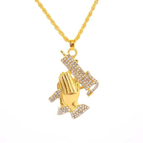 Collier Tendance Pour Homme Avec Pendentif En Strass (Dore)