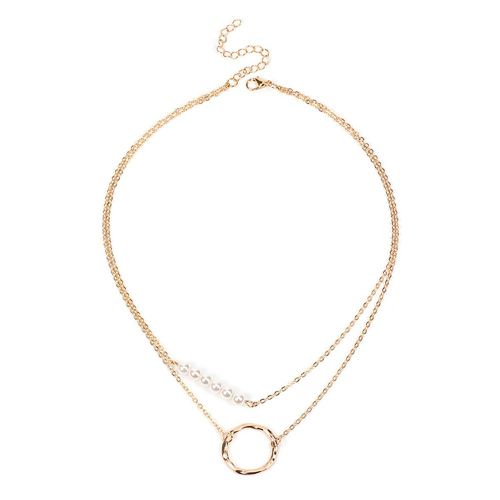 Collier De Perles Pour Femme, Accessoire De Cou, Bijou Tendance Et Raffine (Or)