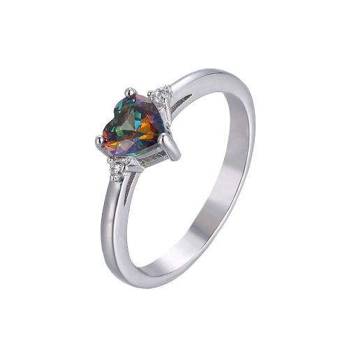 Bague Tendance En Strass Brillants Pour Femme Avec Motif Cour (#7)