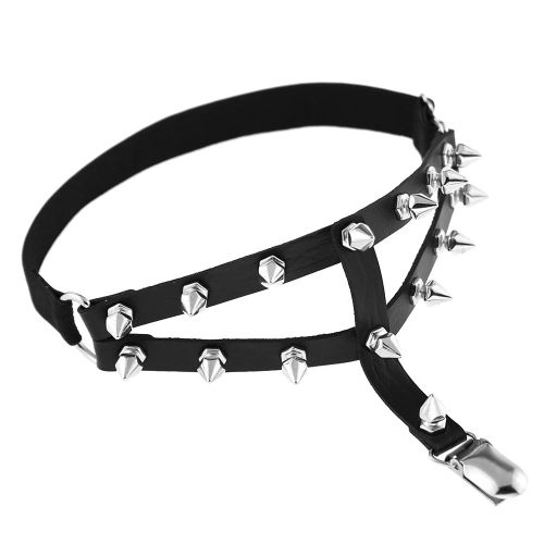 Porte-Jarretelles Elastiques En Pu Pour Femmes, Accessoires De Bas Reglables (Noir + Clip Canard)
