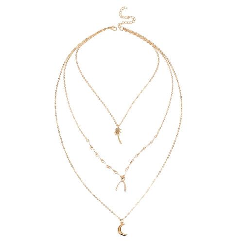 Collier Ras Du Cou Multicouche En Cristal Croissant Pour Femme
