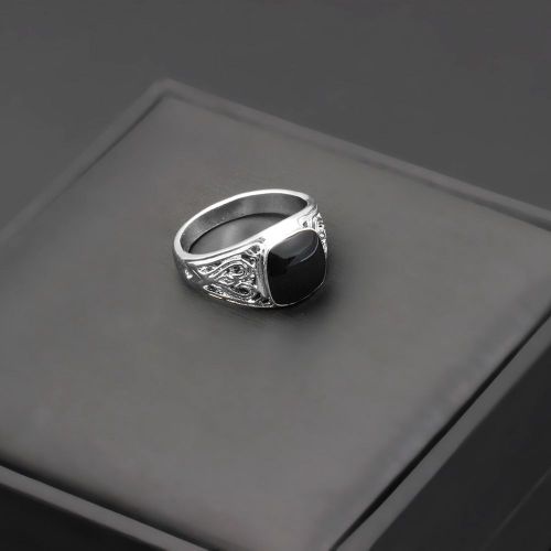 Bague En Alliage De Style Retro Pour Homme, Accessoire Geometrique Tendance (Argent 10)