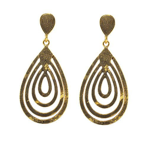 Boucles D'oreilles Pendantes En Alliage Pour Femmes, Forme Goutte D'eau Exageree (Bronze)