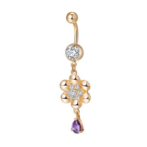 Piercing De Nombril En Zircone A La Mode, Bijou Anti-Allergique, Violet