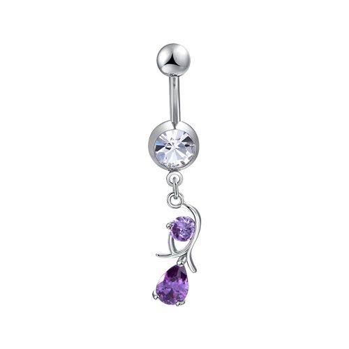 Piercing De Nombril A Vis En Forme De Fleur, Medical Et Ecologique, Pour Femme (Violet)