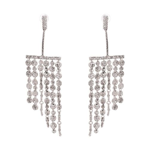 1 Paire De Boucles D'oreilles Longues En Alliage Pour Femme Et Fille, Pendentif Decoratif En Strass, Bijoux Cadeau