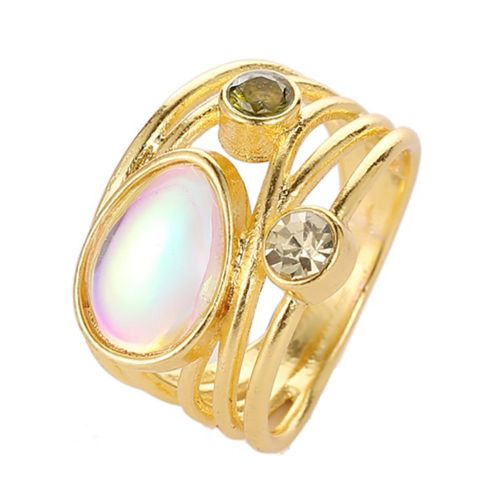 Bague Geometrique Multicouche En Perles Ajourees Avec Gouttelettes D'eau, Bijou Tendance, 19030906