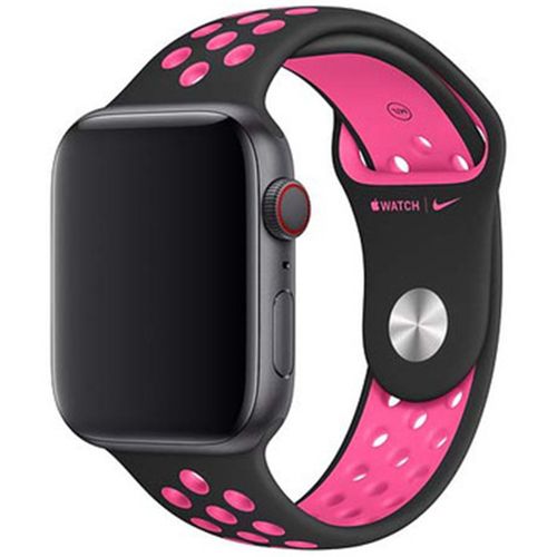 Apple 44mm Nike Sport Band - Bracelet De Montre Pour Montre Intelligente - Taille S/M & M/L - Souffle Noir/Rose - Pour Watch Hermès Series 7, Hermès Series 9, Series 10, Series 8, Series 9...