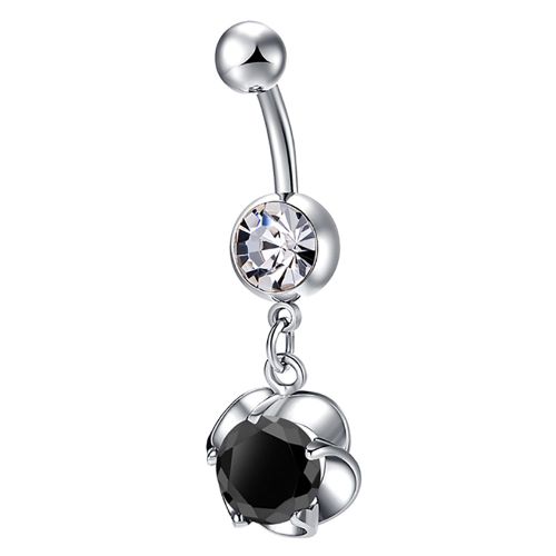 Piercing De Nombril Simple Et Tendance En Zircon, Bijou Antiallergique (Noir)