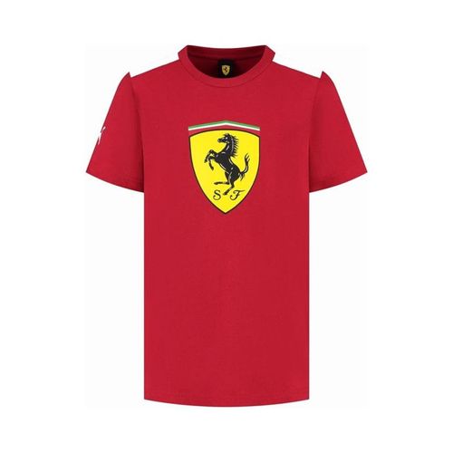 T-Shirt Ferrari F1 Puma Écusson Géant Rouge Cerise Leclerc / Hamilton - Enfant