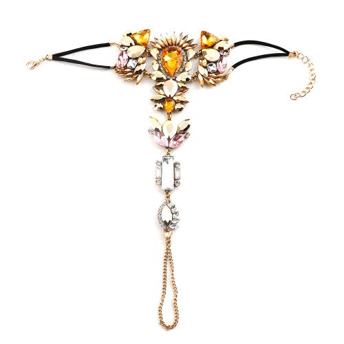 Chaine De Cheville Longue Et Coloree En Alliage Avec Strass Pour Femmes Et Filles (Champagne)